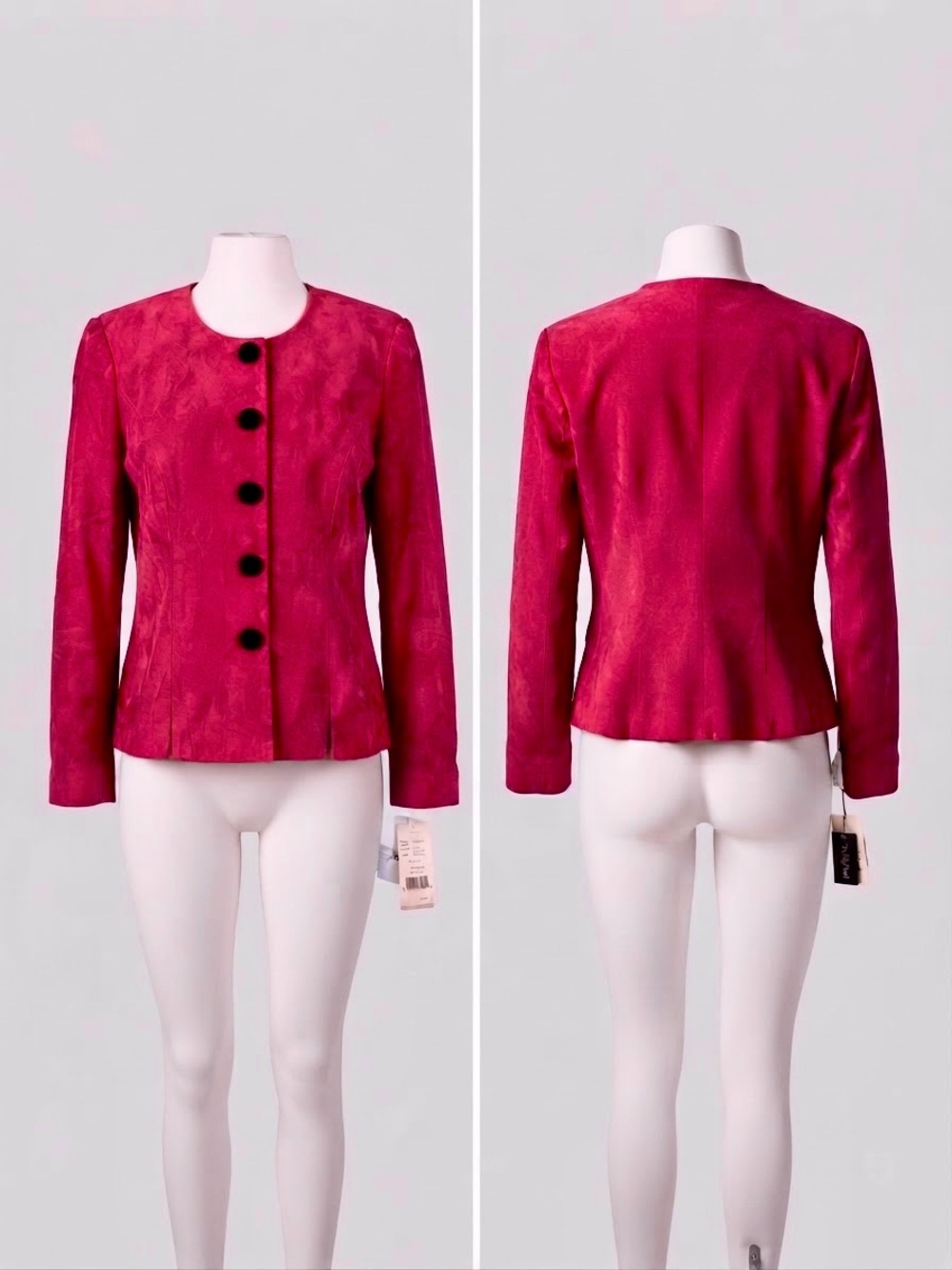 LESLIE FAY Raspberry Pink Faux Suede Jacket Blazer Size 12
